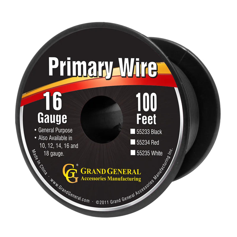 #55233 BLACK 16GA PRIMARY WIRE, 100FT ROLL W/ SPOOL WIRE Black