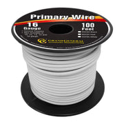 #55235 WHITE 16GA PRIMARY WIRE, 100FT ROLL W/ SPOOL WIRE Dark Slate Gray