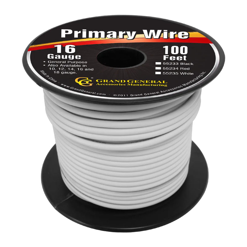 #55235 WHITE 16GA PRIMARY WIRE, 100FT ROLL W/ SPOOL WIRE Dark Slate Gray