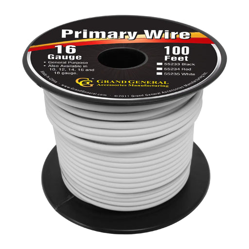 #55235 WHITE 16GA PRIMARY WIRE, 100FT ROLL W/ SPOOL WIRE Dark Slate Gray