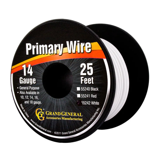 #55242 WHITE 14GA PRIMARY WIRE, 25FT ROLL W/ SPOOL WIRE Tan