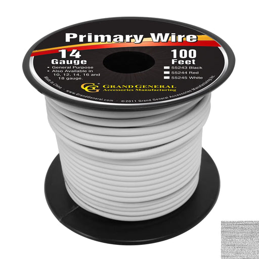 #55248 WHITE 14GA PRIMARY WIRE, 500FT ROLL W/ SPOOL WIRE Gray