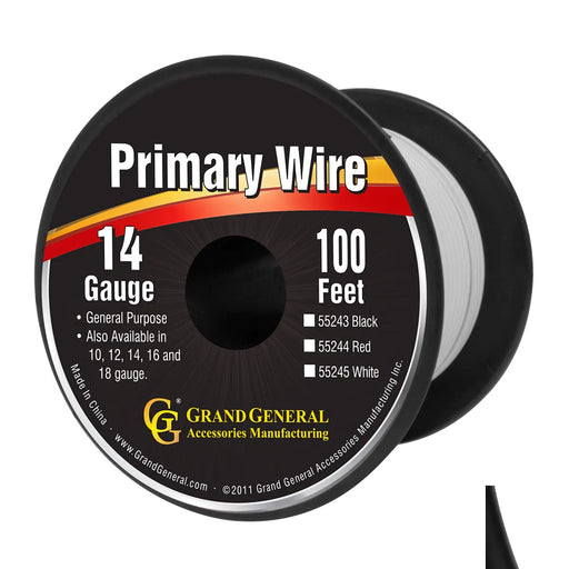 #55245 WHITE 14GA PRIMARY WIRE, 100FT ROLL W/ SPOOL WIRE Black