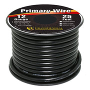 #55250 BLACK 12GA PRIMARY WIRE, 25FT ROLL W/ SPOOL WIRE Dark Slate Gray