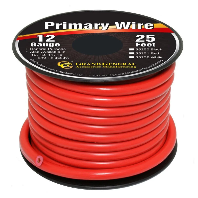 #55251 RED 12GA PRIMARY WIRE, 25FT ROLL W/ SPOOL WIRE Firebrick