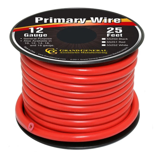 #55251 RED 12GA PRIMARY WIRE, 25FT ROLL W/ SPOOL WIRE Firebrick