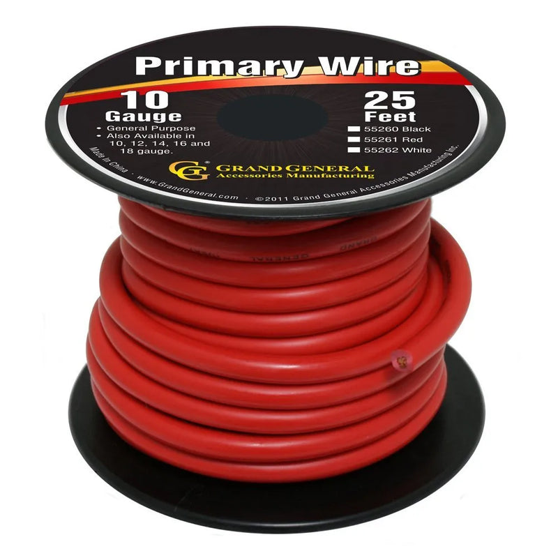 #55261 RED 10GA PRIMARY WIRE, 25FT ROLL W/ SPOOL WIRE Black