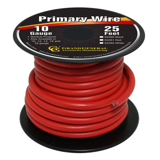 #55261 RED 10GA PRIMARY WIRE, 25FT ROLL W/ SPOOL WIRE Black
