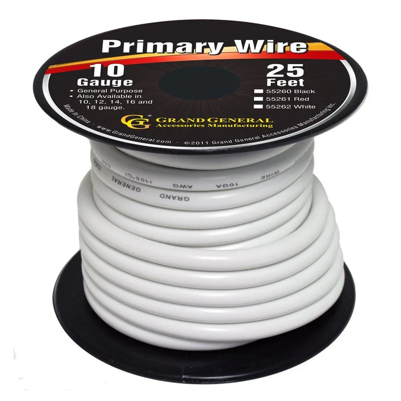 #55262 WHITE 10GA PRIMARY WIRE, 25FT ROLL W/ SPOOL WIRE Black