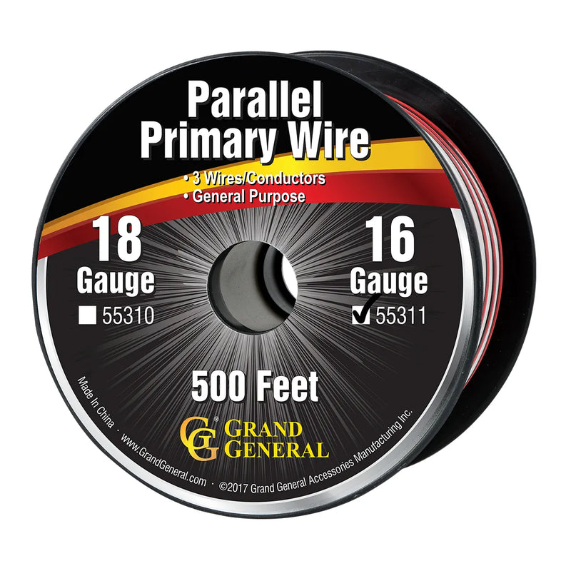 55311 16GA PARALLEL PRIMARY WIRE, 3 WIRES, 500FT/ROLL Tan