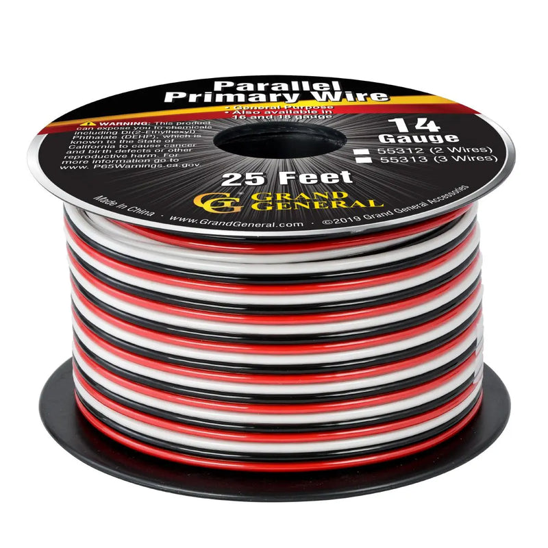 55312 14GA PARALLEL PRIMARY WIRE, 2 WIRES, 25FT/ROLL Tan