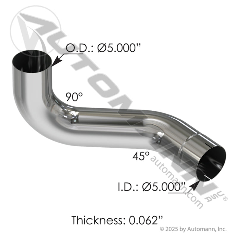 567-U45914764RC  5"  Exhaust Elbow Chrome RH Kenworth