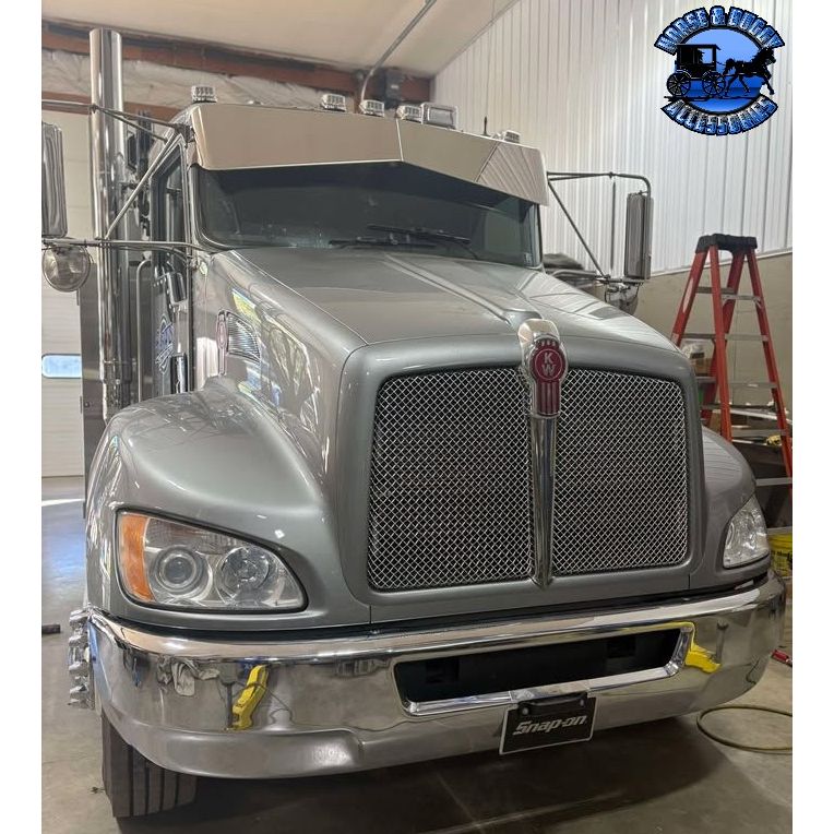 Rollin low Kenworth reverse bowtie 12X8" visor Curve windshield #2011 visor Dim Gray