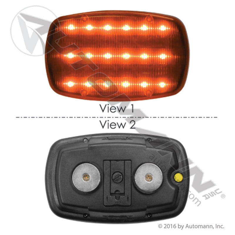 571.LD87AL18M - Warning Light LED Magnetic Amber Dark Olive Green