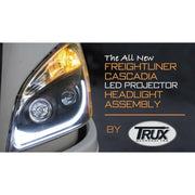 TRUX BLACK ALL LED FREIGHTLINER CASCADIA LED PROJECTOR HEADLIGHTS PAIR H68 H69 HEADLIGHT Dark Slate Gray