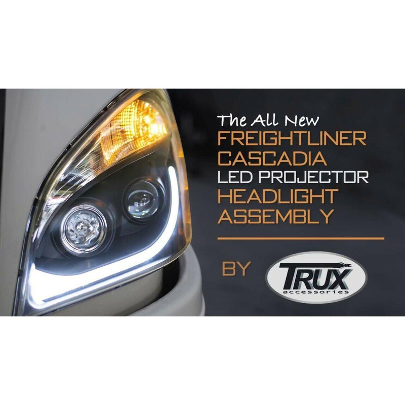 TRUX BLACK ALL LED FREIGHTLINER CASCADIA LED PROJECTOR HEADLIGHTS PAIR H68 H69 HEADLIGHT Dark Slate Gray