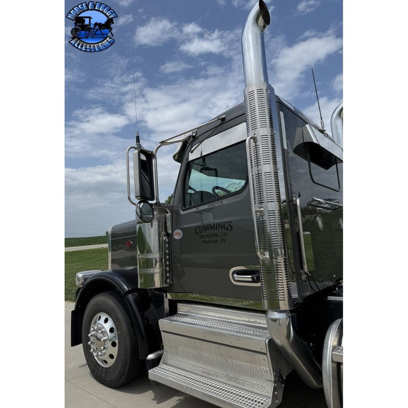 IC180015-21  Peterbilt 589 Window Chops 5" Smooth Aluminum