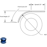 430 STAINLESS STEEL (16GA) ROLL FORMED EDGE SMOOTH HALF FENDER - SS SERIES (Choose Fender Length) (Choose Fender Spread) FENDER 60" / 25",66" / 31",80" / 31",80" / 45" Dark Slate Gray