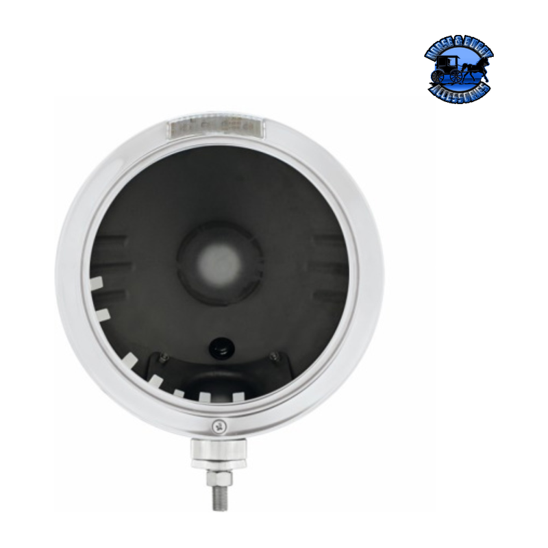 STAINLESS STEEL BULLET EMBOSSED STRIPE HEADLIGHT NO BULB WITH LED SIGNAL (Choose Color) HEADLIGHT Amber,Clear Dark Slate Gray