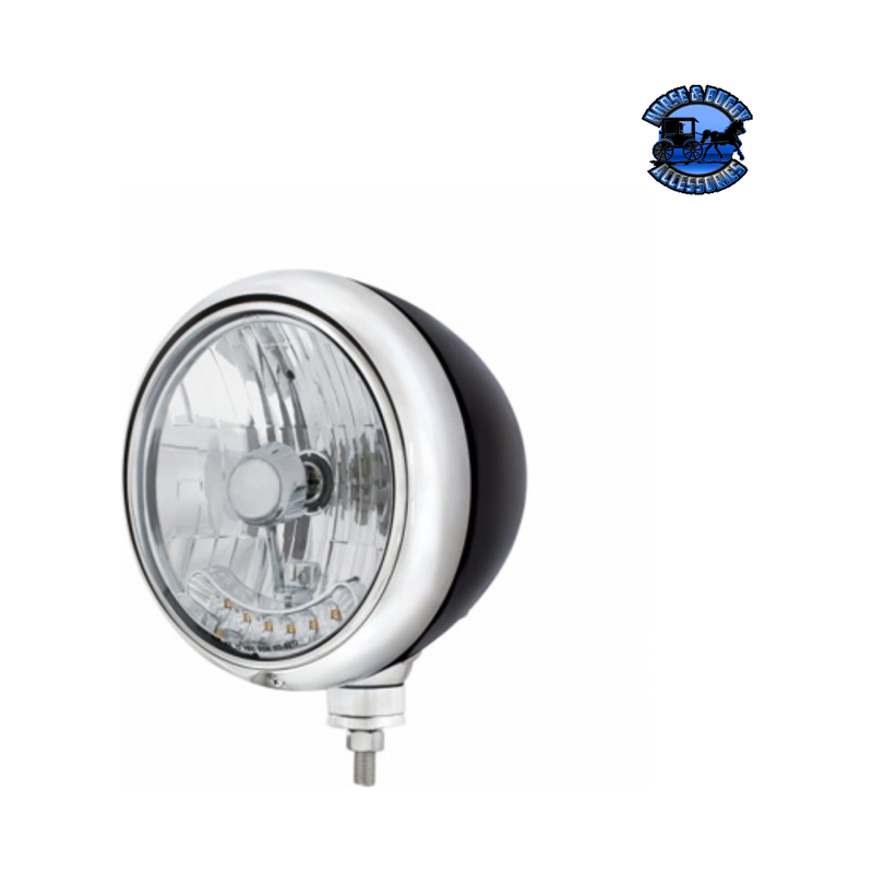 GUIDE 682-C STYLE HEADLIGHT H4 BULB WITH 6 AMBER LED (Choose Color) HEADLIGHT Black Light Gray