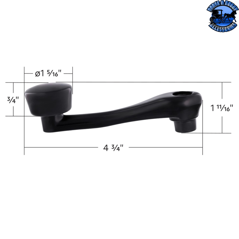 24037  Black Die-Cast Window Crank With 16-Spline 7/16” OD Adapter - Plain #24037