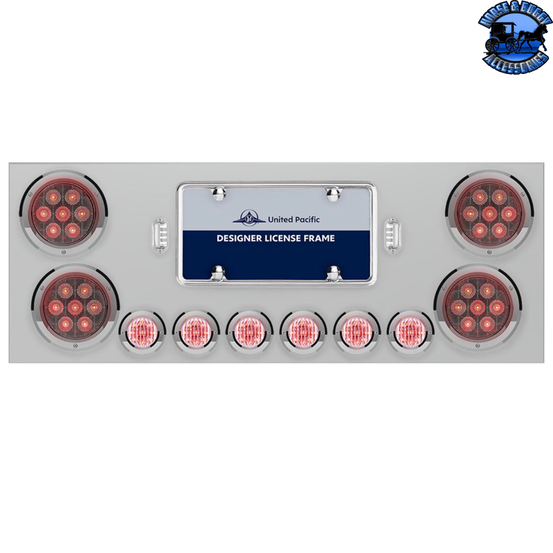 SS Rear Center Panel With 4X Red LED 4" Light & 6X Red LED 2" Light & Bezel -Clear Lens -Comp. Series #35083