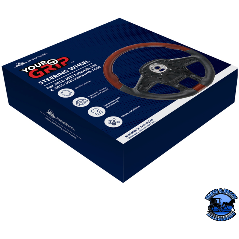 18" YOURGRIP WOOD STEERING WHEEL FOR 2012-2021 PETERBILT 579 & 2013-2021 KENWORTH T680 #88189 steering wheel Midnight Blue