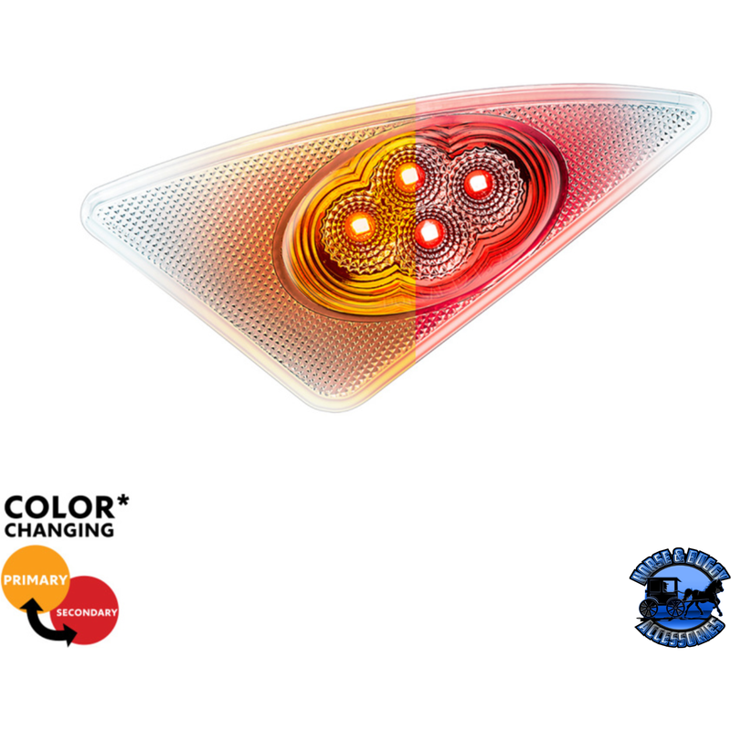 DOUBLE FURY 4 LED FENDER SIGNAL LIGHT FOR 2008-2017 KENWORTH T660 (Choose Color)(Choose Side) FENDER LIGHT Amber and Red / Driver's Side Light Pink