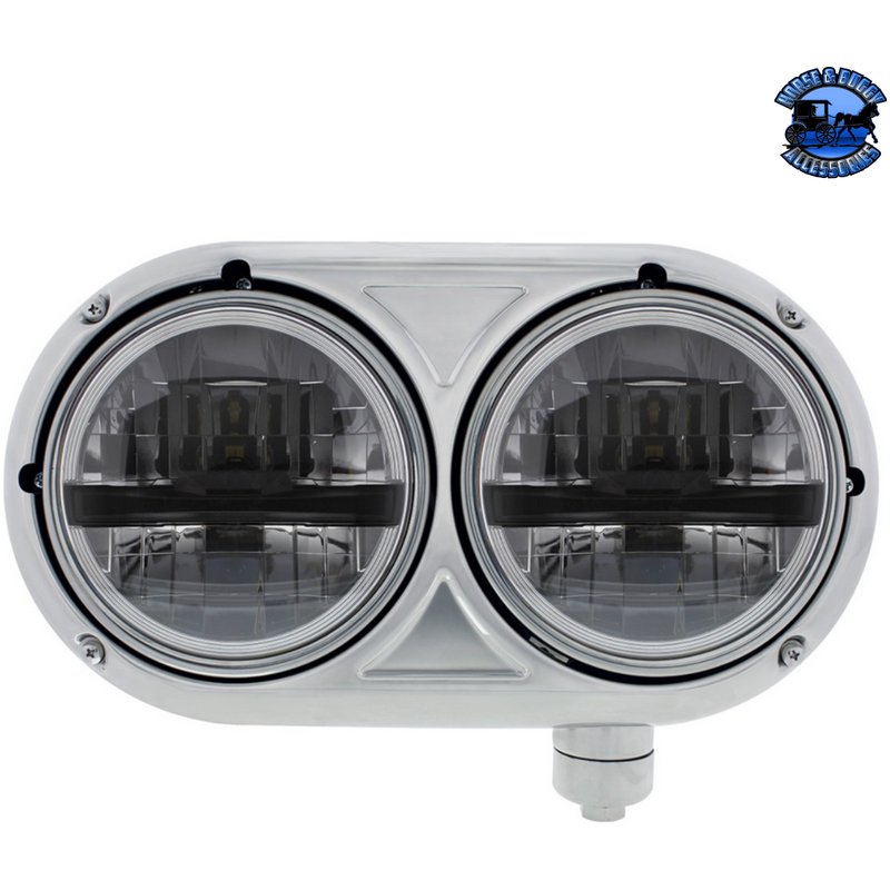 HEADLIGHT ASSEMBLY WITH 304 SS HOUSING & LED HEADLIGHTS FOR PETERBILT 359 (Choose Color) (Choose Side) HEADLIGHT Black / Passenger's Side Dark Slate Gray