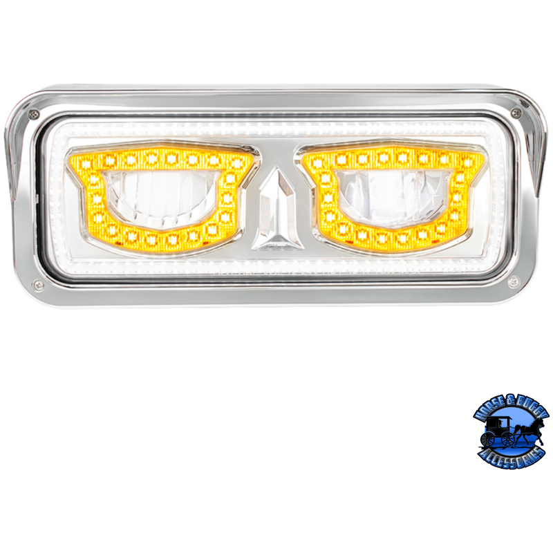 HIGH POWER LED HEADLIGHT WITH TURN SIGNAL AND POSITION LIGHT (Choose Side) (Choose Finish) LED Headlight Chrome / Driver's Side Light Gray