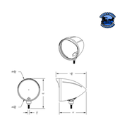 Black "BILLET" Style Groove Headlight Housing With Visor #31498 HEADLIGHT Dark Gray