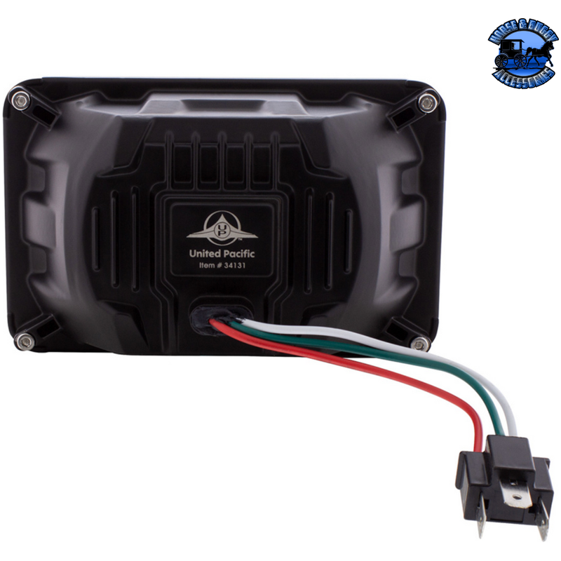 ULTRALIT - HEATED 4" X 6" LED HEADLIGHT WITH GLASS LENS & ALUMINUM HOUSING (Choose Color) (Choose High or Low) Heated LED Headlight Chrome / Low Beam,Chrome / High Beam,Black / Low Beam,Black / High Beam Black