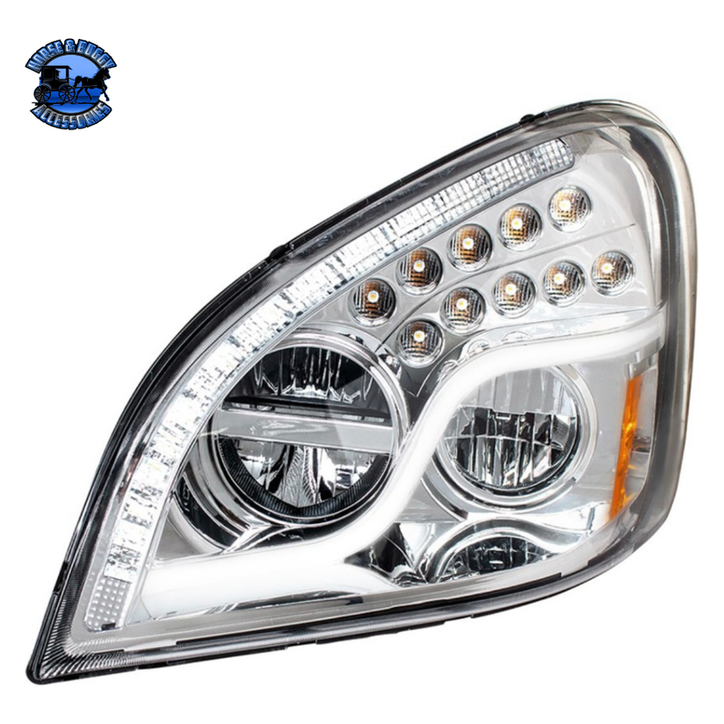 HIGH POWER LED HEADLIGHT WITH LED DRL & LED TURN SIGNAL FOR 2008-2017 FL CASCADIA (Choose Color) (Choose Side) LED Headlight Chrome / Driver's Side,Chrome / Passenger's Side,Black / Passenger's Side Gray