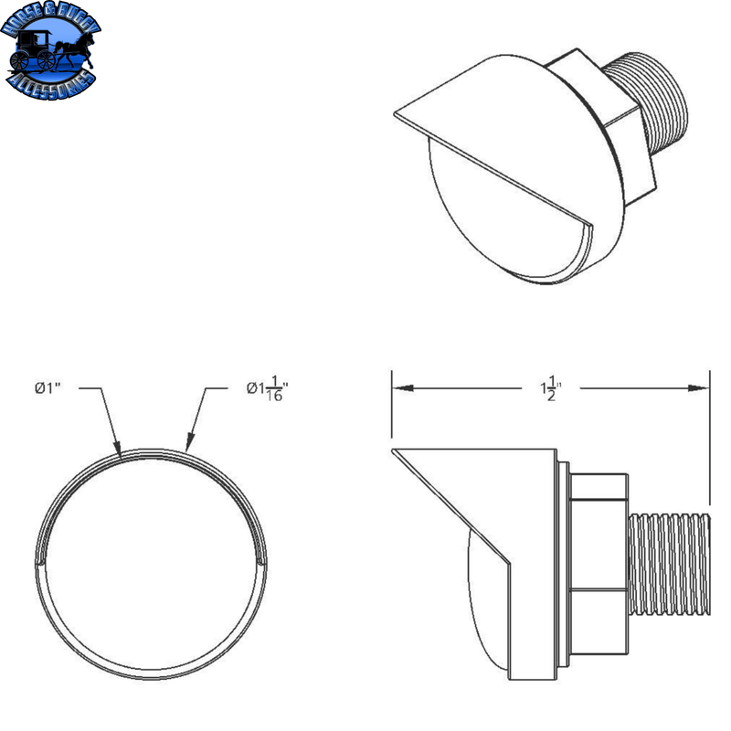 3 High Power LED 1" Light (Clearance/Marker) With Visor - Red LED/Red Lens #36898