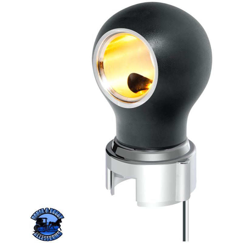 THREAD-ON CHARLOTTE STYLE GEARSHIFT KNOB WITH LED 13/15/18 SPEED ADAPTER  (Choose Finish)(Choose LED Color) Knob Matte Black / Amber Wheat