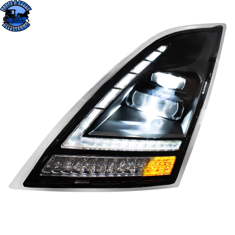 Full LED Headlight With Switchable Sequential Turn Signal. 2018-2024 Volvo VNL (Choose Side)