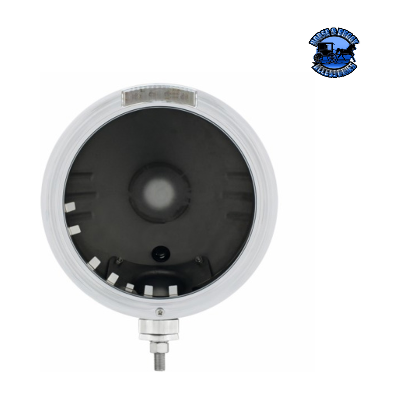 STAINLESS STEEL CLASSIC STRIPE HEADLIGHT NO BULB WITH LED SIGNAL (Choose Color) HEADLIGHT Amber,Clear Light Gray