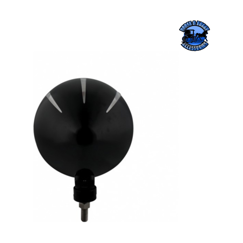 Black "Billet" Style Groove Headlight With Visor H4 Bulb With 34 Amber LED #32681 HEADLIGHT Black