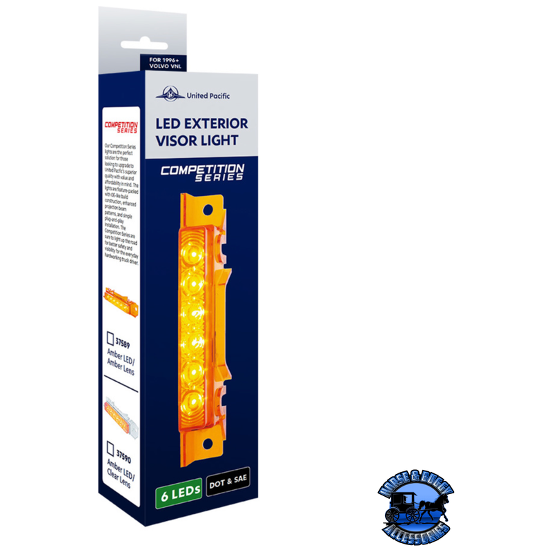 6 LED COMPETITION SERIES EXTERIOR VISOR LIGHT FOR 1996-2024 VOLVO VNL (Choose Lens Color) (Choose Package Quantity) light Amber / 1 Pack,Amber / 5 Pack,Clear / 1 Pack,Clear / 5 Pack Midnight Blue