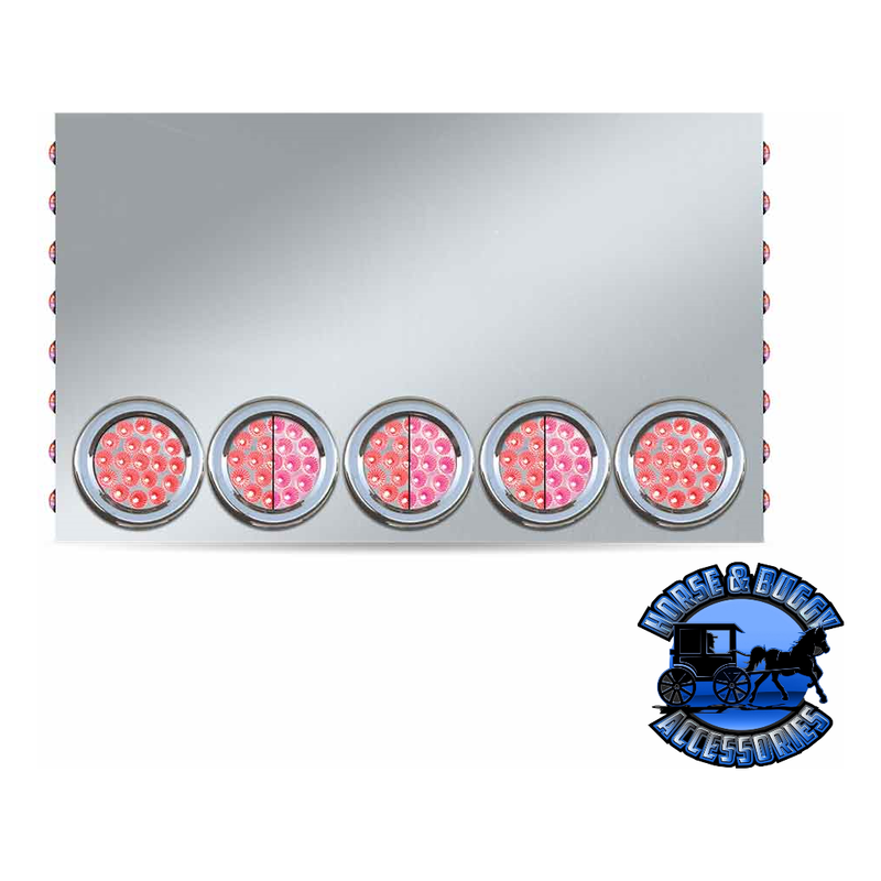 Trux (20" Drop) LED Rear Center Panel 4" & 3/4" LEDs 304 Stainless Steel (choose color) REAR CENTER PANEL Red/Pink Dual - Clear Lens Gray