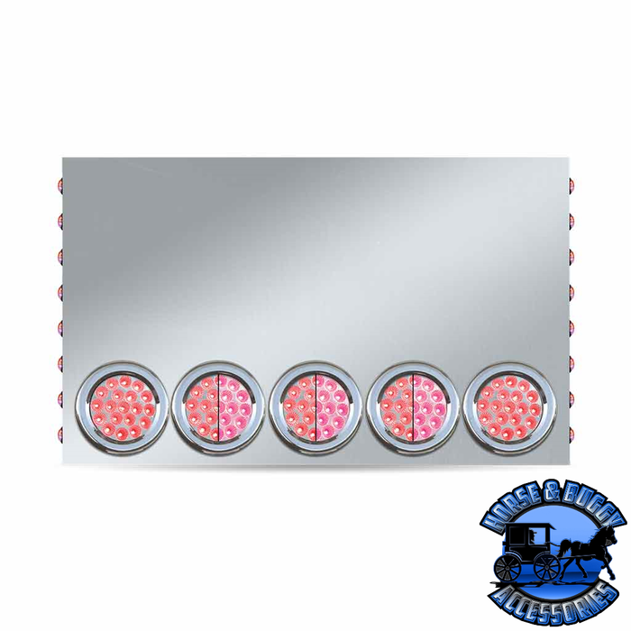 Gray Trux (20" Drop) LED Rear Center Panel 4" & 3/4" LEDs 304 Stainless Steel (choose color) REAR CENTER PANEL Red/Pink Dual - Clear Lens