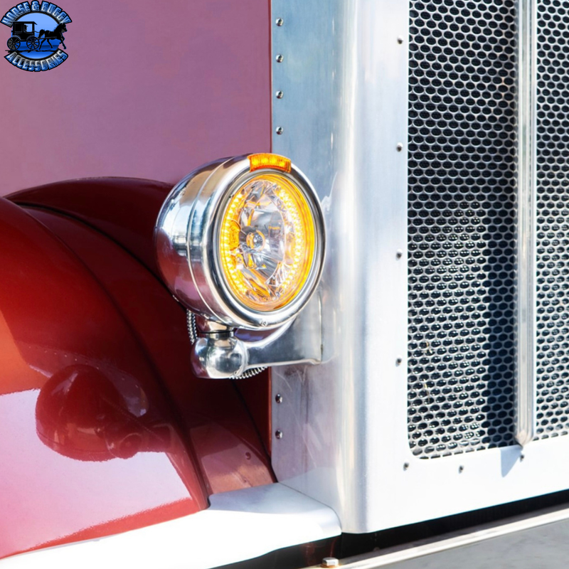 ULTRALIT - 7" CRYSTAL HEADLIGHT WITH 34 LED POSITION LIGHT (Choose Color) HEADLIGHT Amber,White Gray