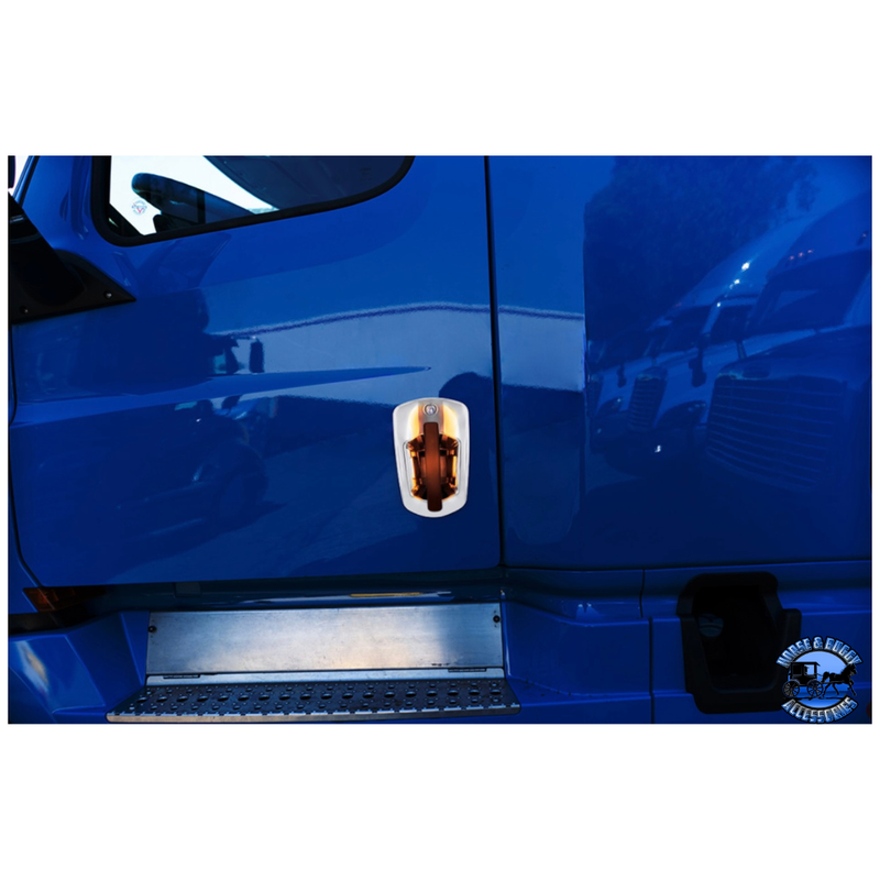 6 LED CHROME DOOR HANDLE COVER FOR 2018-2024 FREIGHTLINER CASCADIA (Choose Color) (Choose Side) DOOR HANDLE Amber LED / Driver's Side,Amber LED / Passenger's Side,Blue LED / Driver's Side,Blue LED / Passenger's Side,Green LED / Driver's Side,Green LED / Passenger's Side,Red LED / Driver's Side,Red LED / Passenger's Side,White LED / Driver's Side,White LED / Passenger's Side Midnight Blue