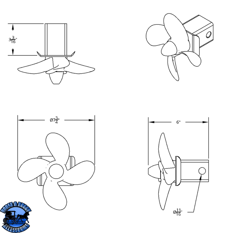 Spinning Propeller Hitch Cover For 2" X 2" Trailer Hitch Receivers #77009