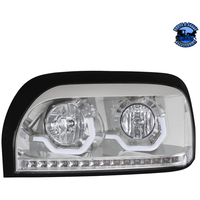 PROJECTION HEADLIGHT WITH LED TURN SIGNAL & LIGHT BAR FOR FREIGHTLINER CENTURY (Choose Color) (Choose Side) HEADLIGHT Chrome / Driver's Side,Chrome / Passenger's Side,Black / Driver's Side,Black / Passenger's Side Dark Gray