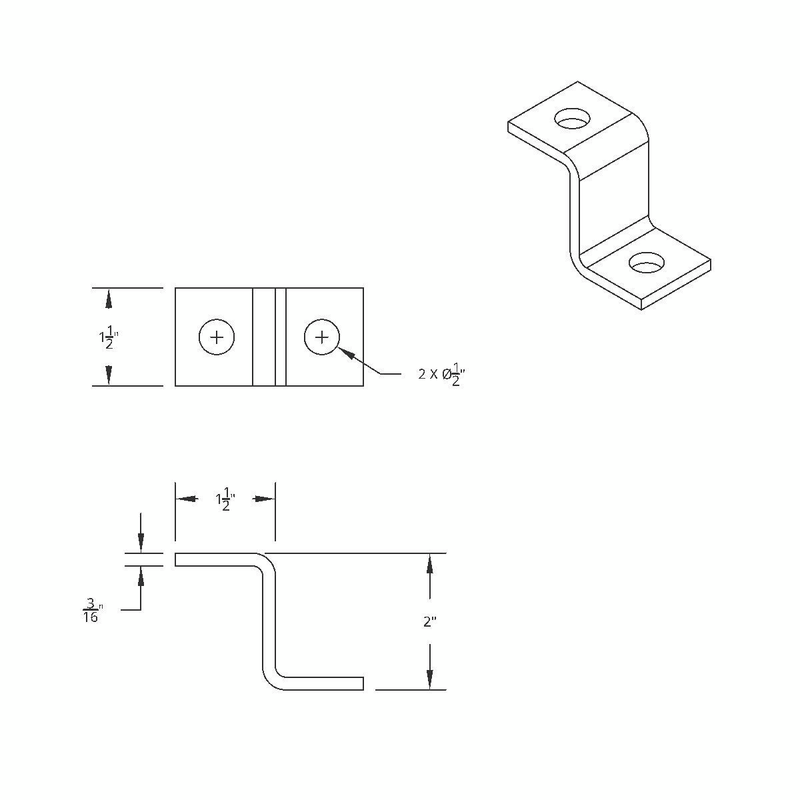 Soporte de montaje en "Z" de alta resistencia - 1-1/2" x 2" x 1-1/2"