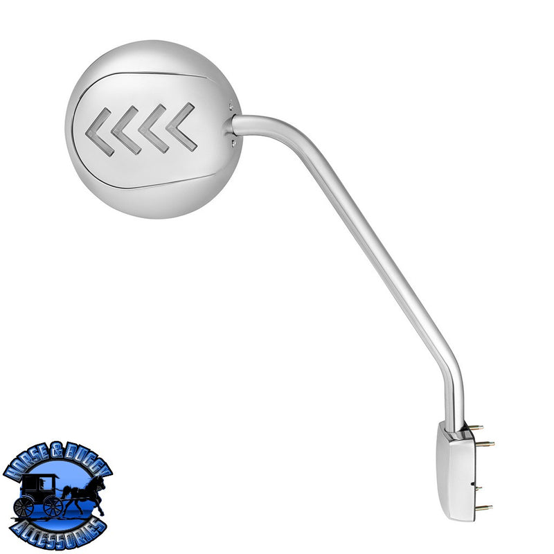 Chrome Hood Mirror Assembly With Sequential LED Turn Signal For 2013-2021 KW T680 & 2012-2021 PB 579 (Choose Side) Hood Mirror Driver,Passenger Light Gray