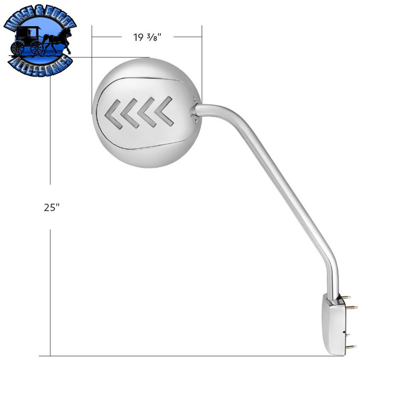 Chrome Hood Mirror Assembly With Sequential LED Turn Signal For 2013-2021 KW T680 & 2012-2021 PB 579 (Choose Side) Hood Mirror Driver,Passenger Light Gray