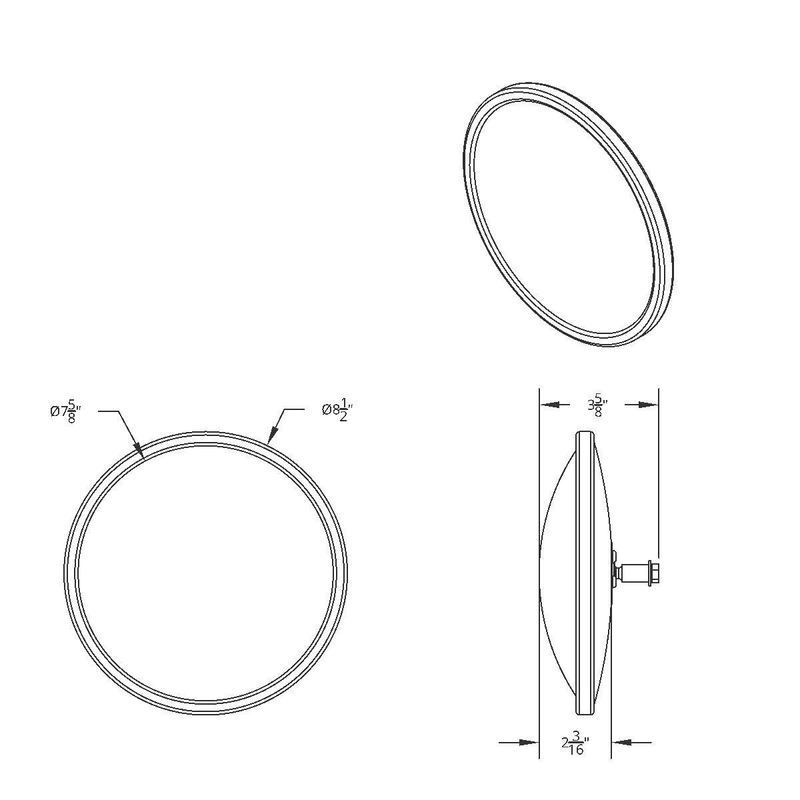 Espejo convexo de acero inoxidable de 8-1/2" - 150R