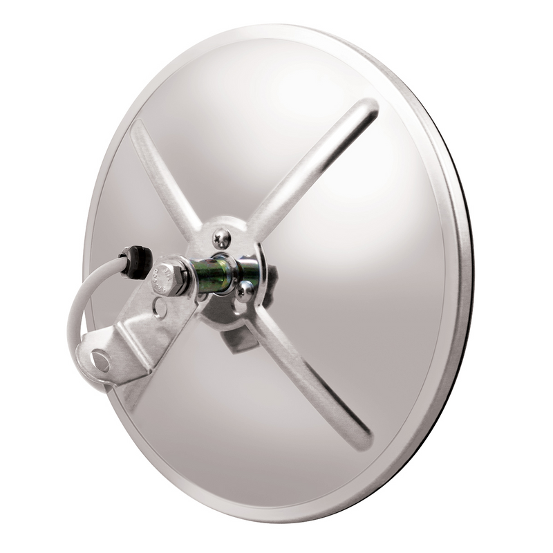 8-1/2" Stainless Steel Convex Mirror - 320R With Centered Mounting Stud
